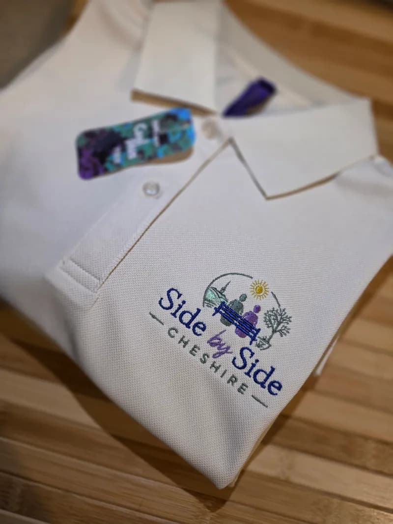 Beige polo with left chest logo 